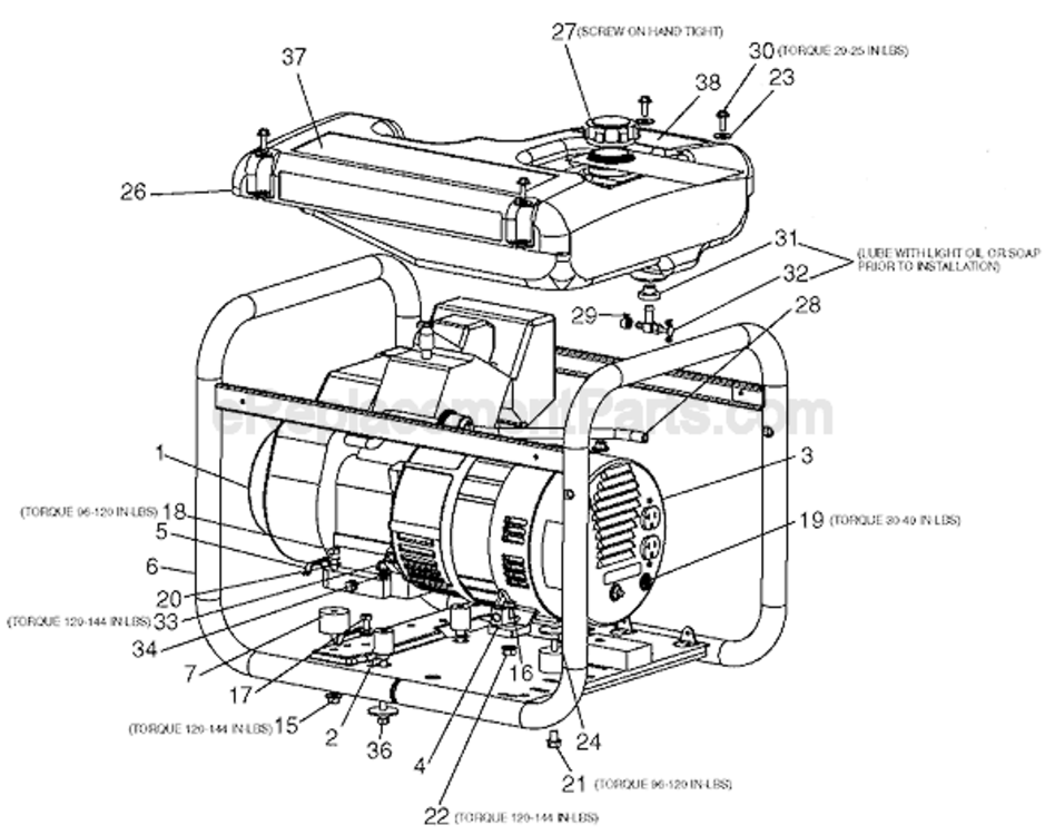 Page A Diagram and Parts List for CTE300 Type 0 Porter Cable Generator